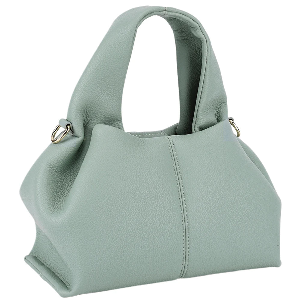 Soft Cloud Bag Solid Color Dumpling Clutch Purse with Removable Strap Retro Crossbody Bag Top Handle Bag for Women