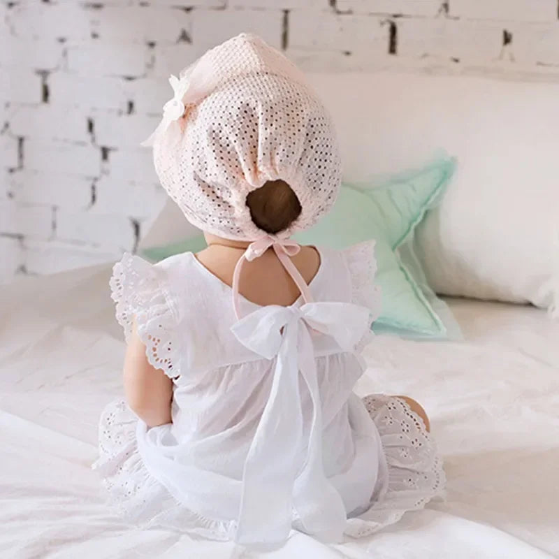 Princess Baby Lace Court Hat Summer Hollow Infant Sunscreen Cap Flower Newborn Fisherman Caps 0-1year Children Girls Photo Props