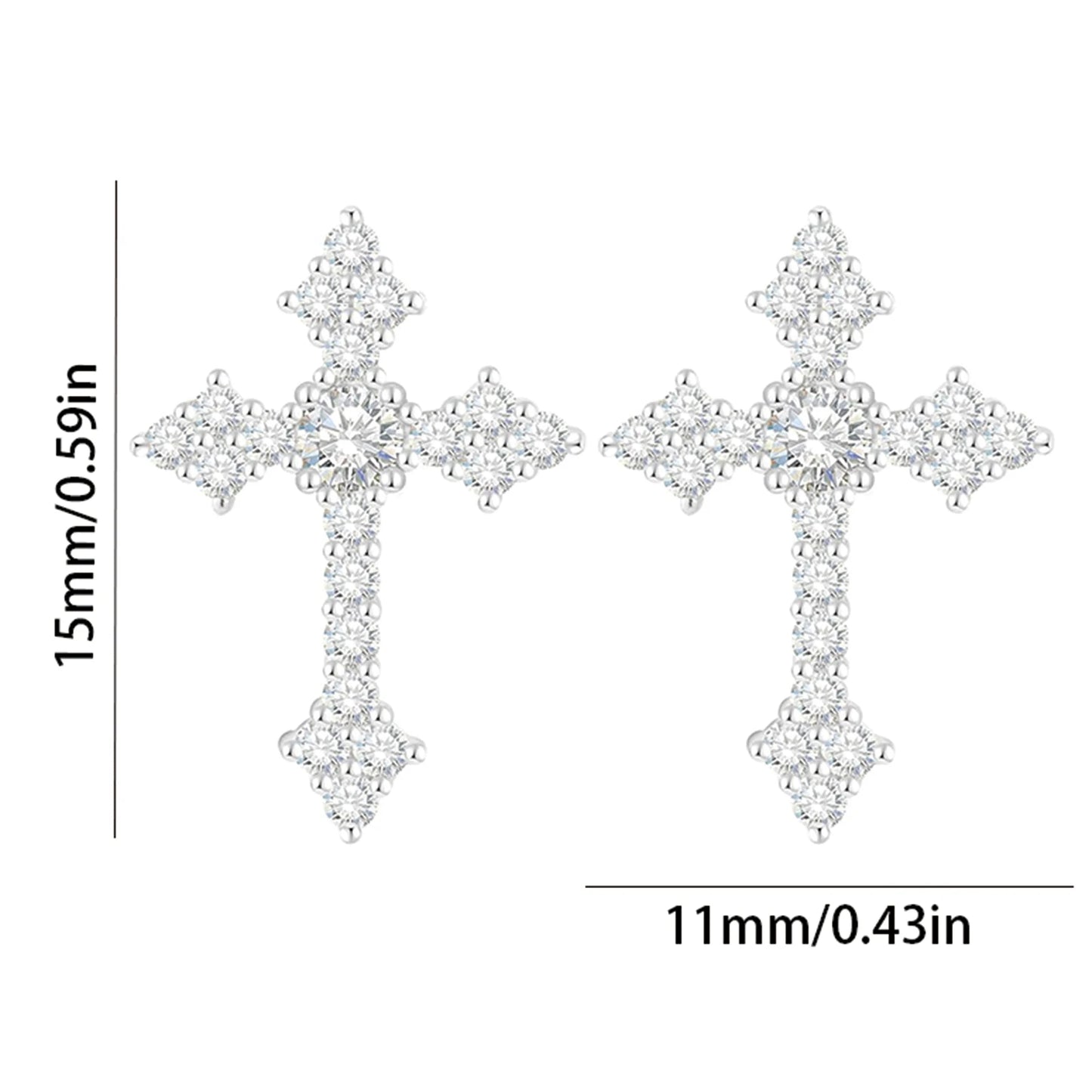 925 Silver,Moissanite Cross Earrings,Men's Earrings,Women's Earrings,Moissanite Jewellery Earrings,Men and Women Fashion and Ele