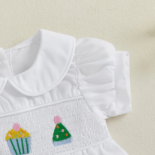 Toddler Girl Floral Print Ruffle Sleeve Dress Birthday Party Princess Dress Summer Outfit with Bow Detail