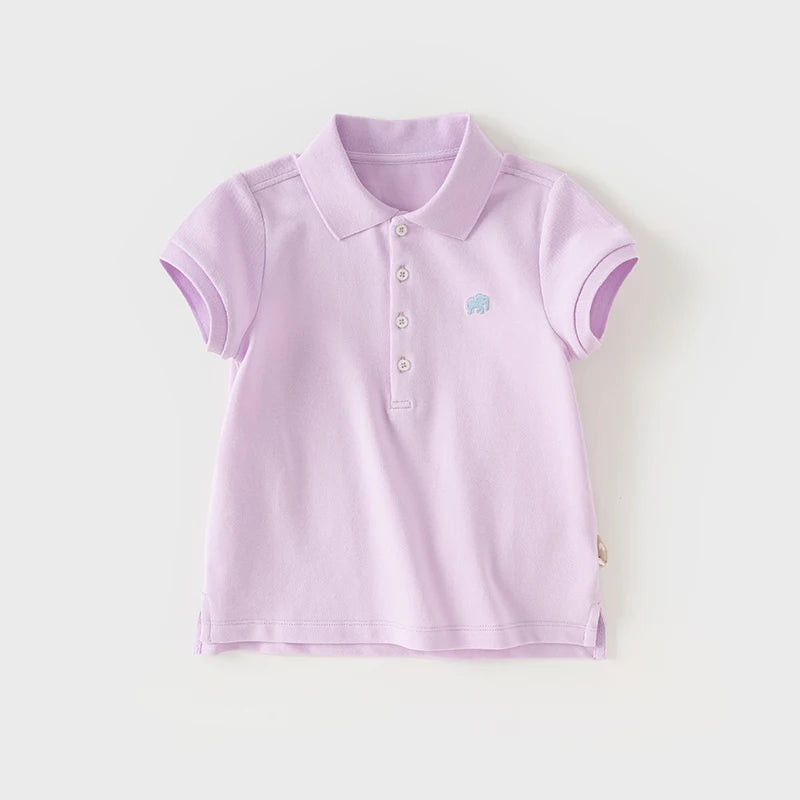 Dave Bella Girl's Summer Polo T-shirt Short Sleeve Cotton T-Shirt Children Casual Outdoor Clothes Kids Sister Clothes DB2240618