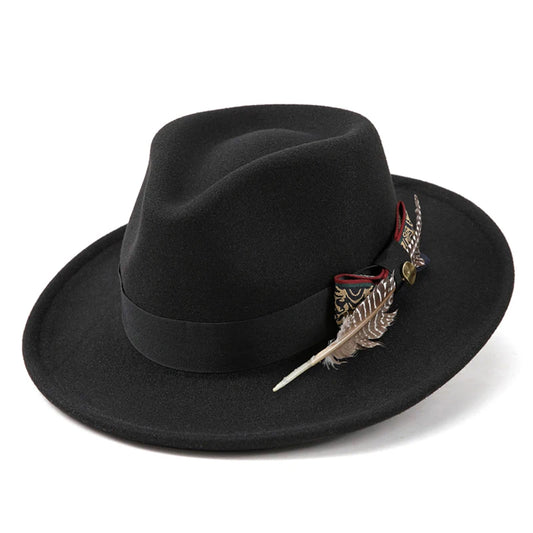 Unisex Classic Fedora Hat with Stylish Feather Detail for Summer Outdoor Events and Jazz Festivals - Vintage Panama Style Felt