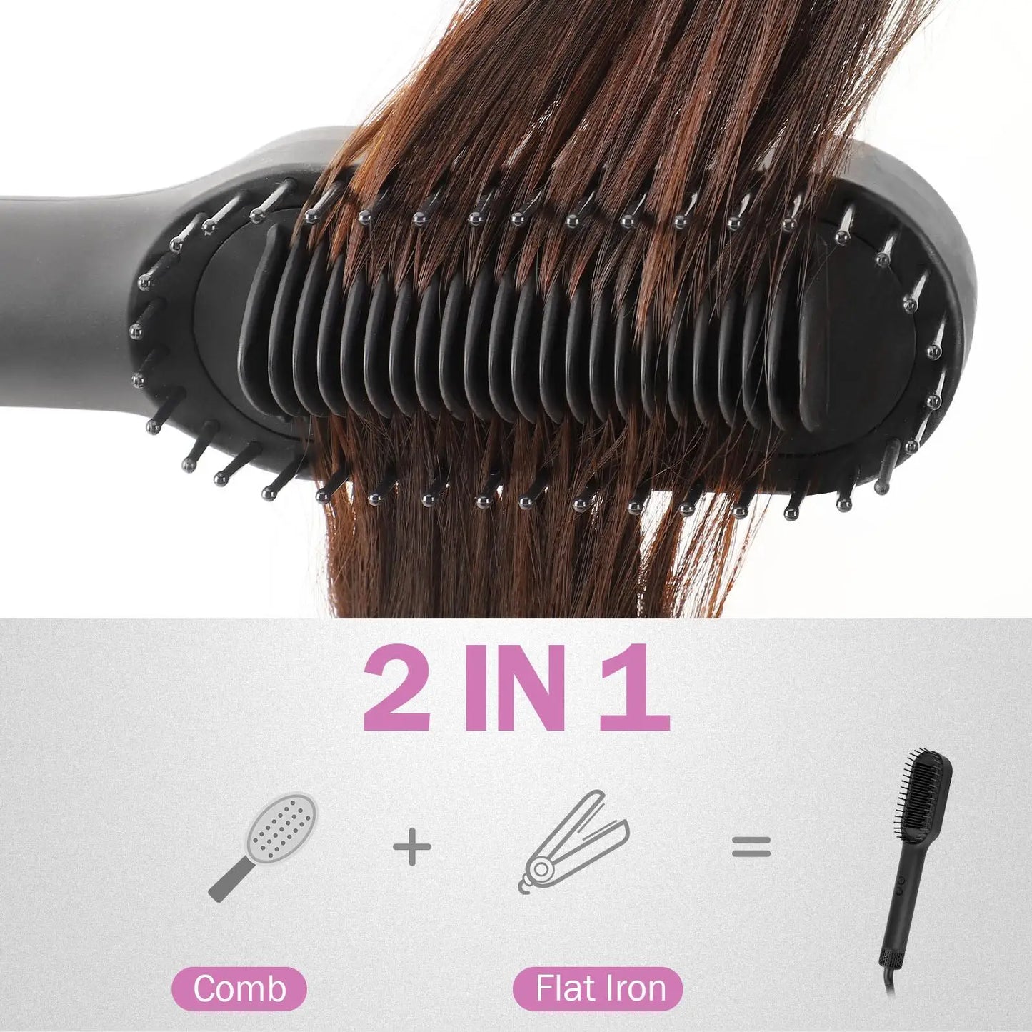 Negative Ions Hair Straightener Brush Black Rose Red Anti Scald Anti Heat Damage Fast Heating Double Voltage