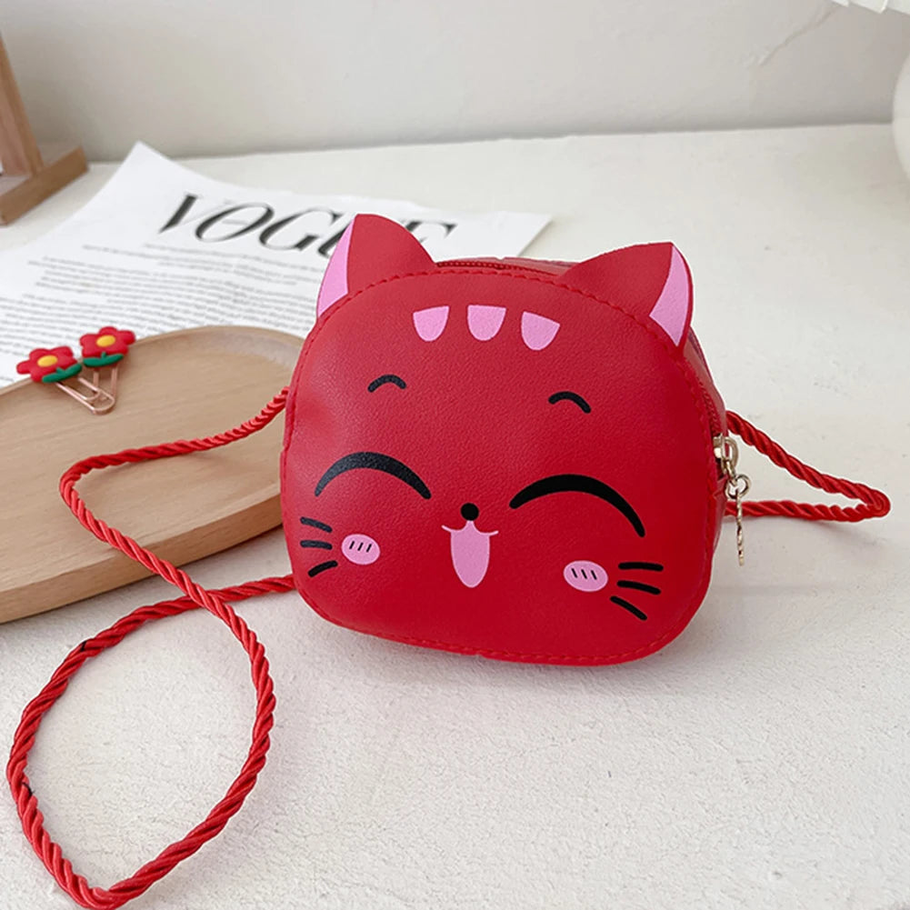 Girls Cute Sling Bag Cartoon Cat Kawaii Satchel Bag Casual Fashion Coin Purse Compact Kids Daily Bags
