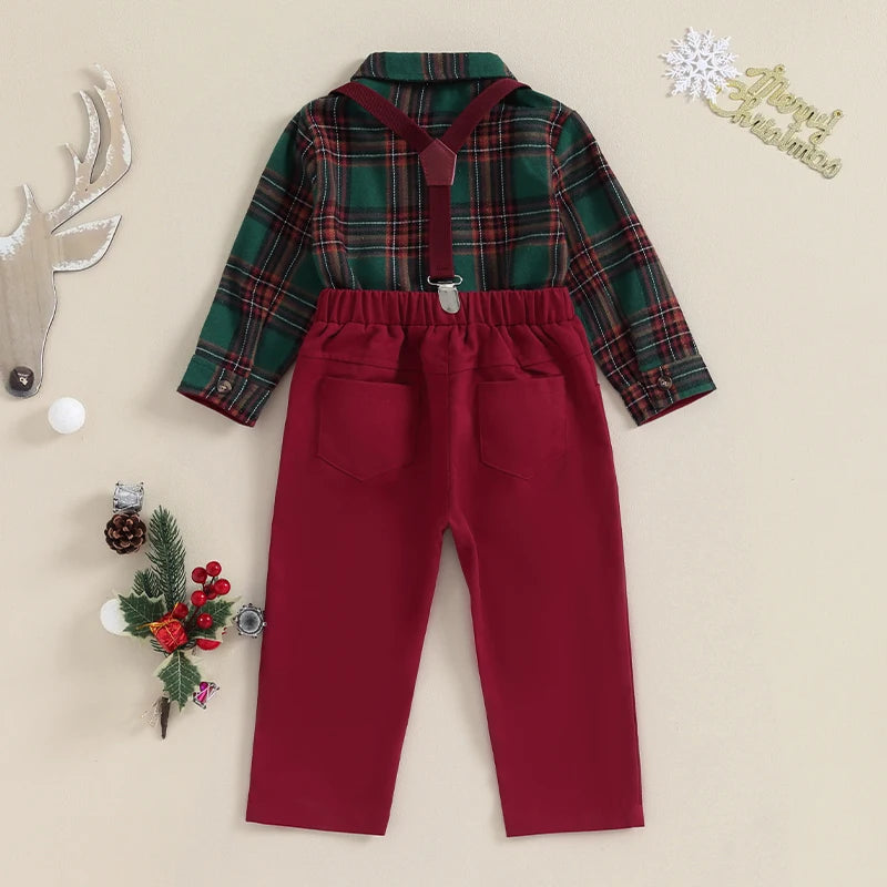 Baby Boys 3Pcs Formal Suit Set Long Sleeve Shirt Vest Pants Gentleman Outfits Toddler Clothes for Wedding Party