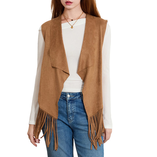 Vintage Fringe Jacket 60s Boho Chic Coat Retro Festival Outfit Western Cowgirl Outerwear Hippie Style Top