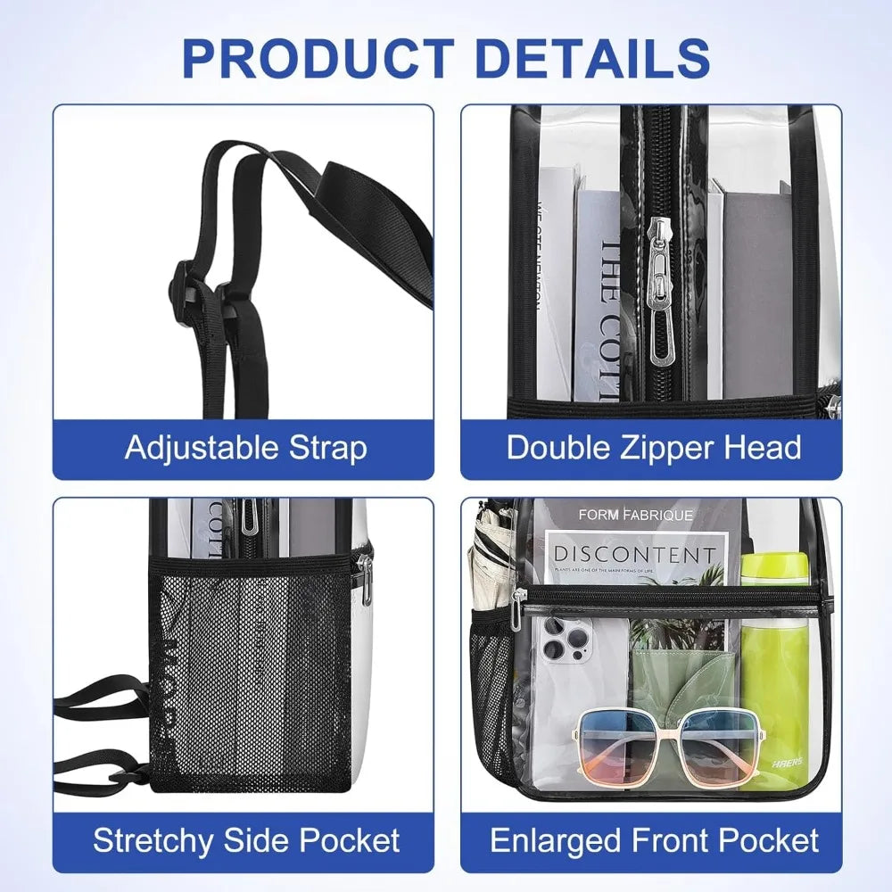 Stadium Approved Clear Mini Backpack 12×12×6 - Transparent for Concerts, Beach, Work, Travel & Sports