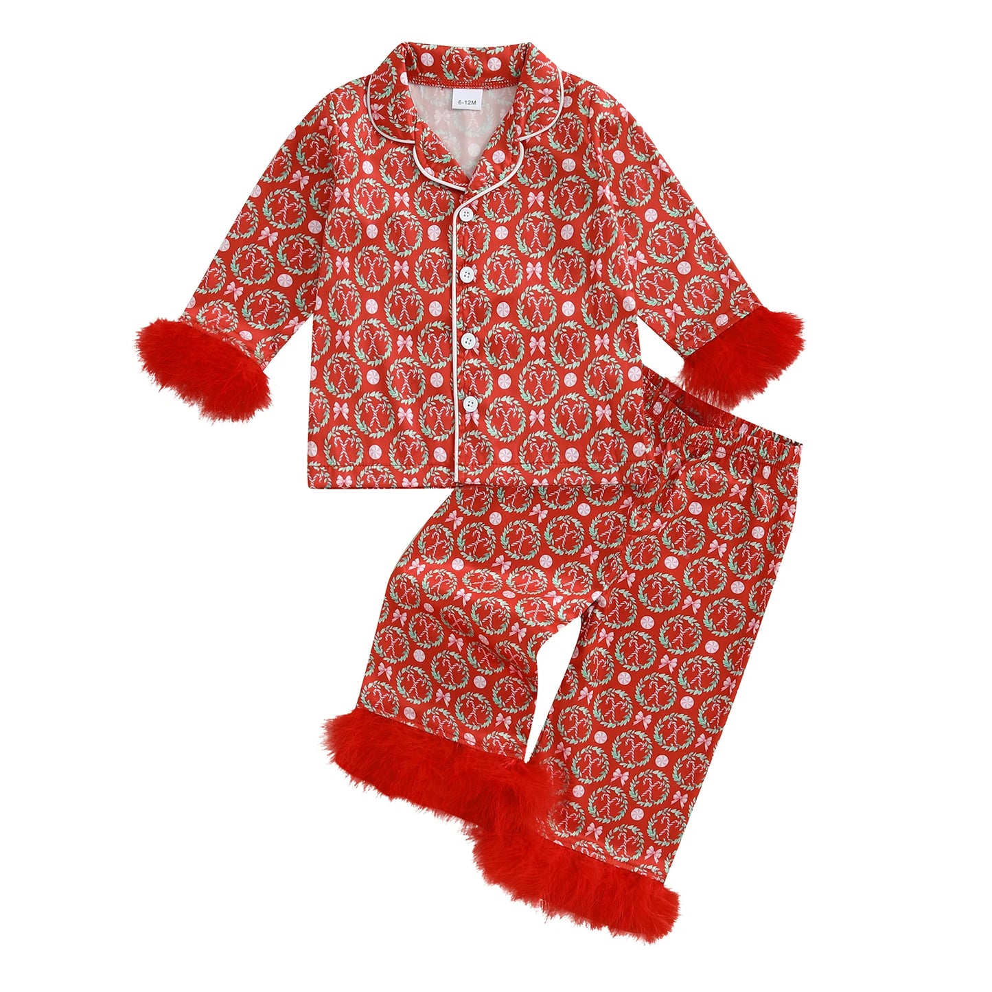 Kids 2-Piece Christmas Pajama Set with Reindeer Print Top and Matching Pants - Holiday Loungewear for Toddlers
