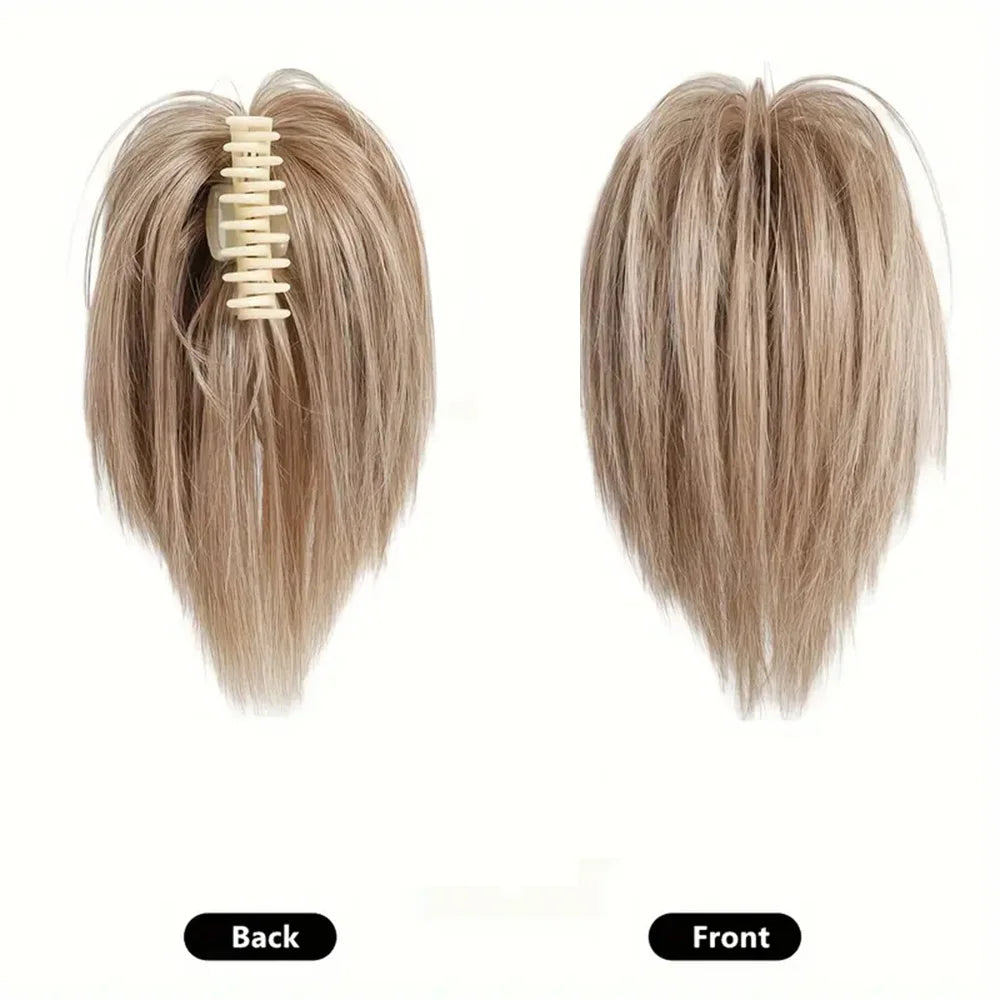 Claw Clip Messy Hair Piece, Tousled Updo Messy Hair Bun, Hair Extension Ponytail Hairpieces, Hair Piece Clip In Straight Hair