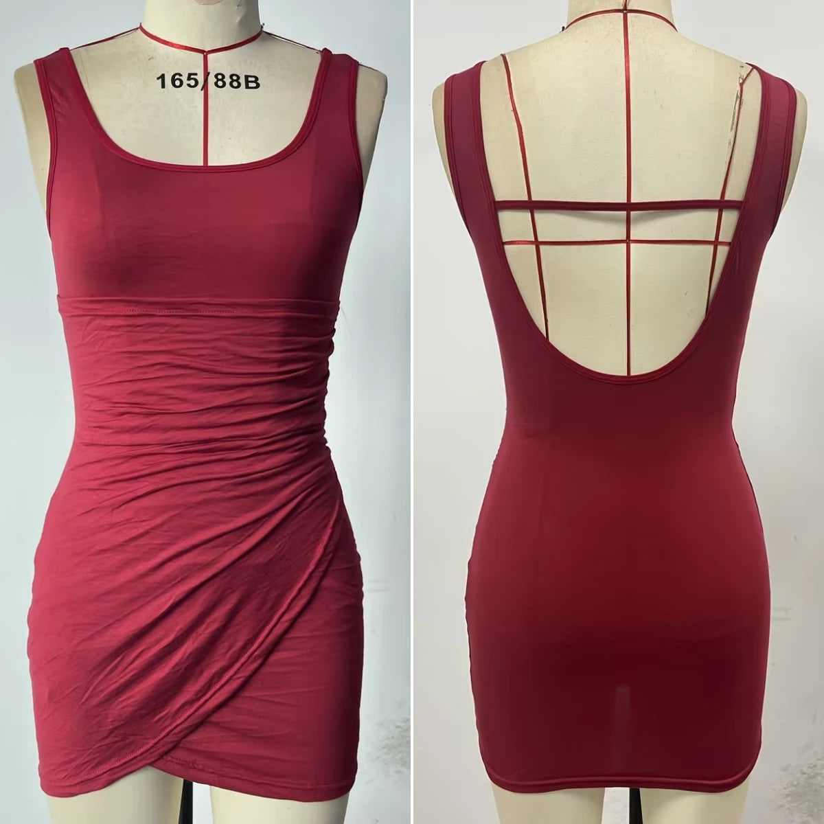 New European and American Foreign Trade Cross-border Casual Slim-fit Halter Sleeveless Solid Color One-step Skirt Short Dress