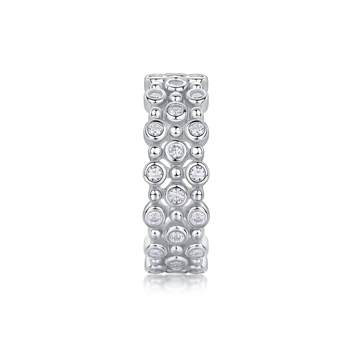 1pc Moissanite Ring 925 Sterling Silver 18K Gold Plated Bubble Bezel Double Row Design Elegant Gift Comes with GRA Certificate