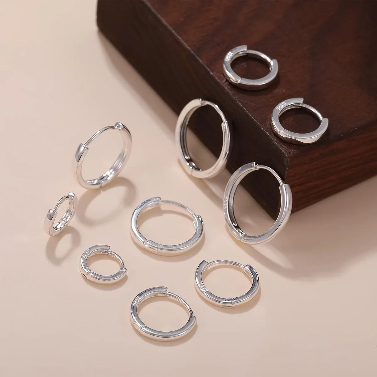 5 Pairs Of Women'S Silver Hoop Cartilage Earrings Set, Suitable For Multiple Ear Holes, Suitable For Daily, Party, Festival, Wed