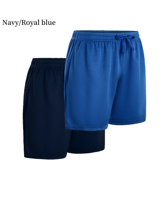 2-piece men's polyester sports shorts, quick drying, suitable for sports and fitness, running shorts