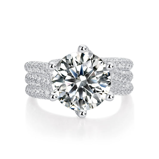 1pc 5ct Moissanite Ring 925 Sterling Silver 18K Gold Plated Luxury Wide Band Gift Jewelry for Women Comes with GRA Certificate