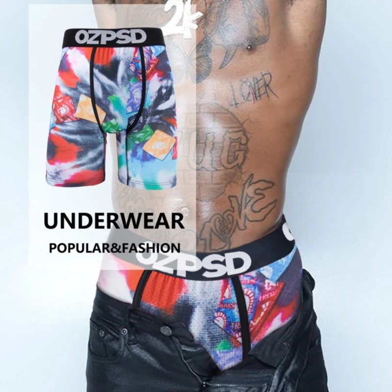5Pcs Sexy Summer Men Boxer Underwear Breathable Printed Men's Panties Underpants Male Plus Size Man Boxer Briefs Man Boxershorts
