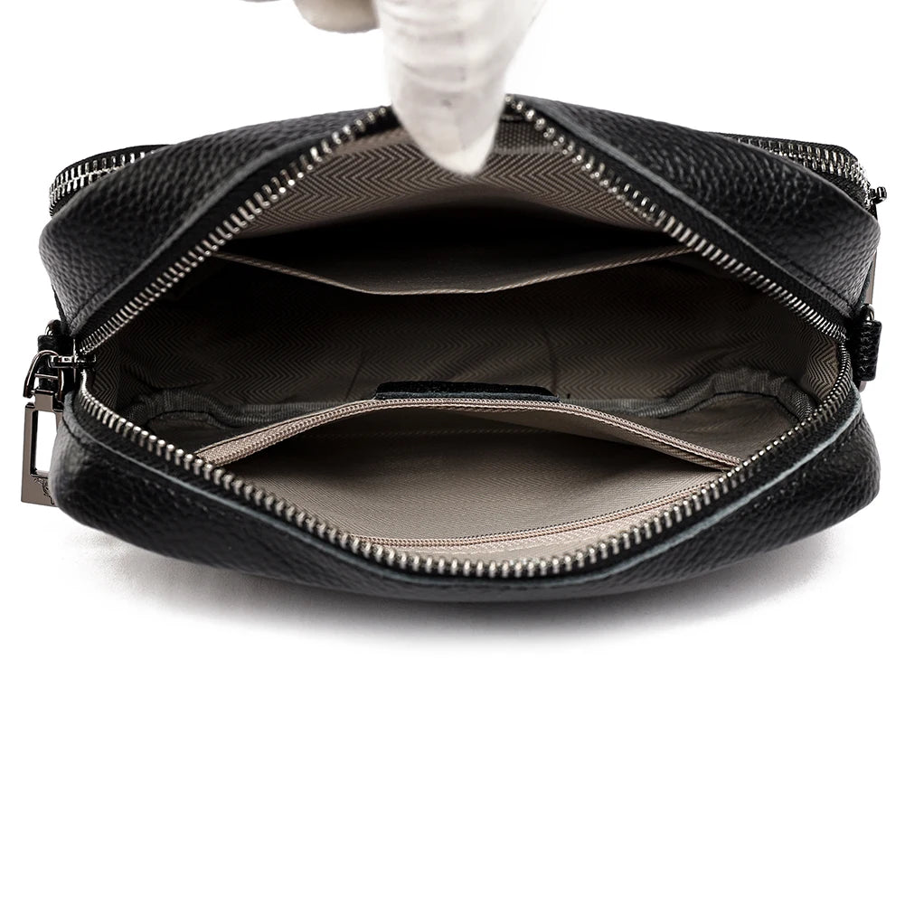 Women Crossbody Bag Genuine Leather Fashion Messenger Bags Simple Casual Portable Elegant Adjustable Straps Handbags and Purse