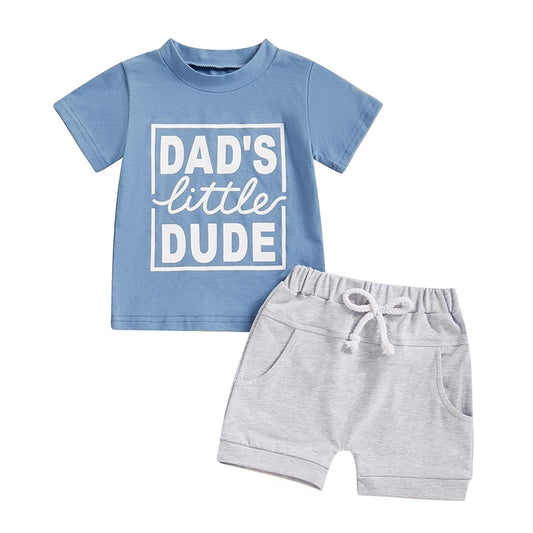 Boys Summer Outfit Sets with Short Sleeve O Neck Letter Print Tops and Solid Color Shorts - Stylish and Comfortable Summer Wear