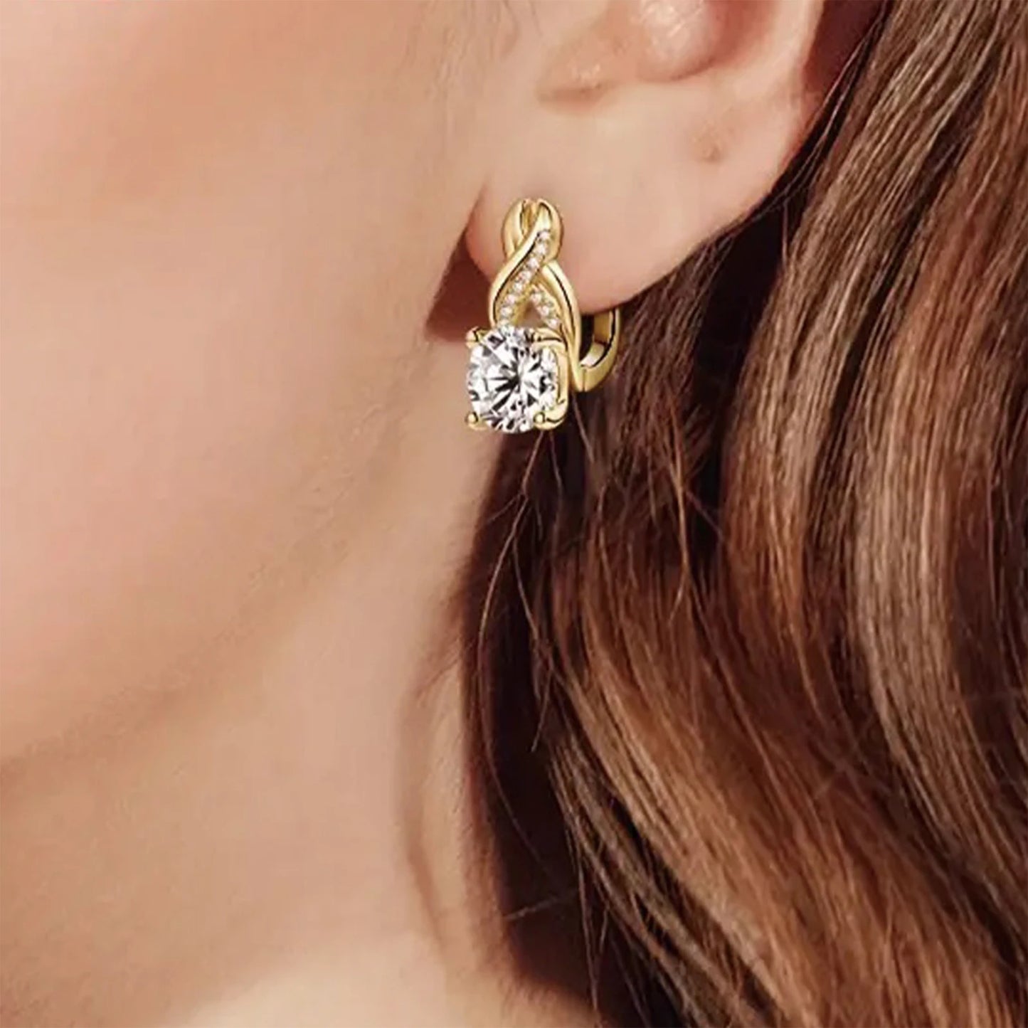 925 Silver, Infinity Element Earrings, Women's Earrings with 0.3ct Moissanite, Luxurious, Perfect for Wife, Mother, Girl Daily G