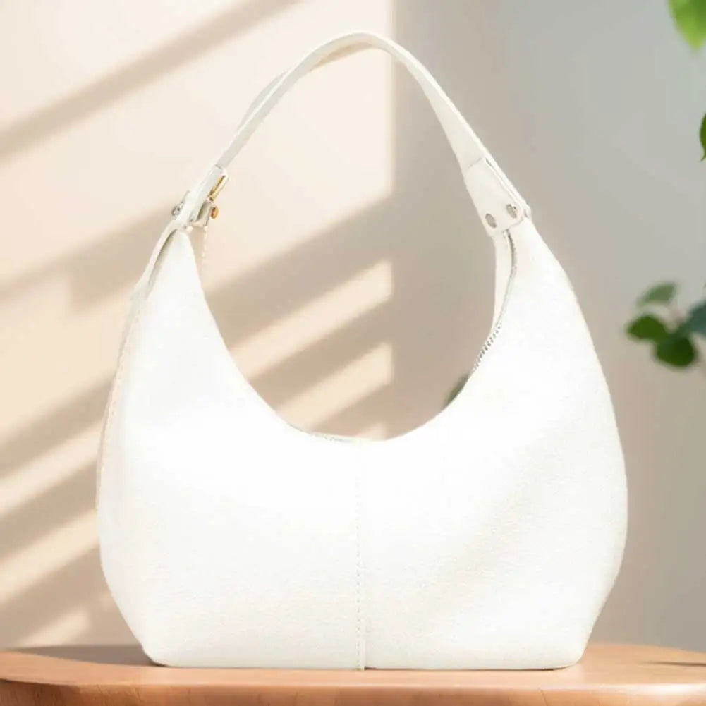 Women Simple Shoulder Purse PU Leather Soft Hobo Bags Solid Color Casual Armpit Handbag Girls Outdoor Daily Bag