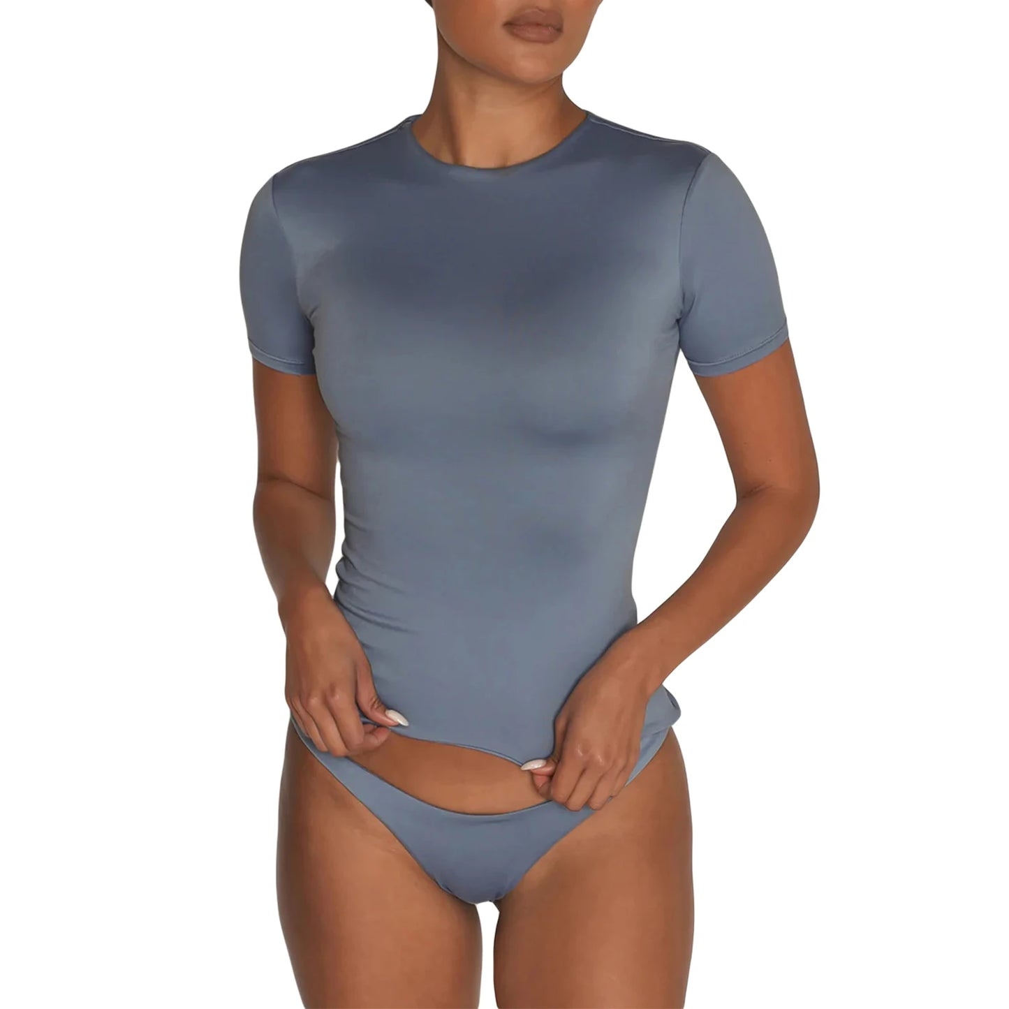 Women T-shirt Crew Neck Short Sleeve Solid  Fit Summer Tops for Casual Daily