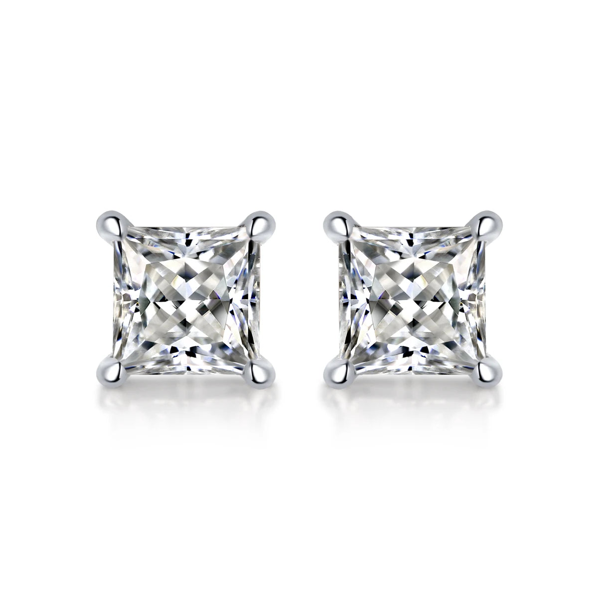 JIUZUAN 2pcs/pair S925 Moissanite Square Lab Created Stud Earrings, Men's Hip Hop Jewelry, Christmas Gifts
