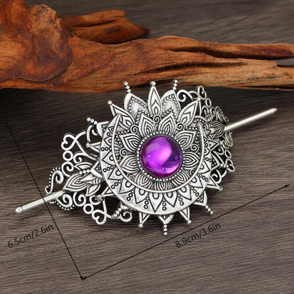 4PCS Triple Moon Celtic Knot Hair Clip Vintage Hollow Moon Hair Clip Barrette Jewelry for Women