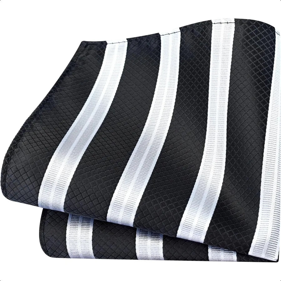 GUSLESON 3.15" 8cm Mens Stripe Tie and Lapel Pin Necktie Hankerchief Cufflinks Set for Men