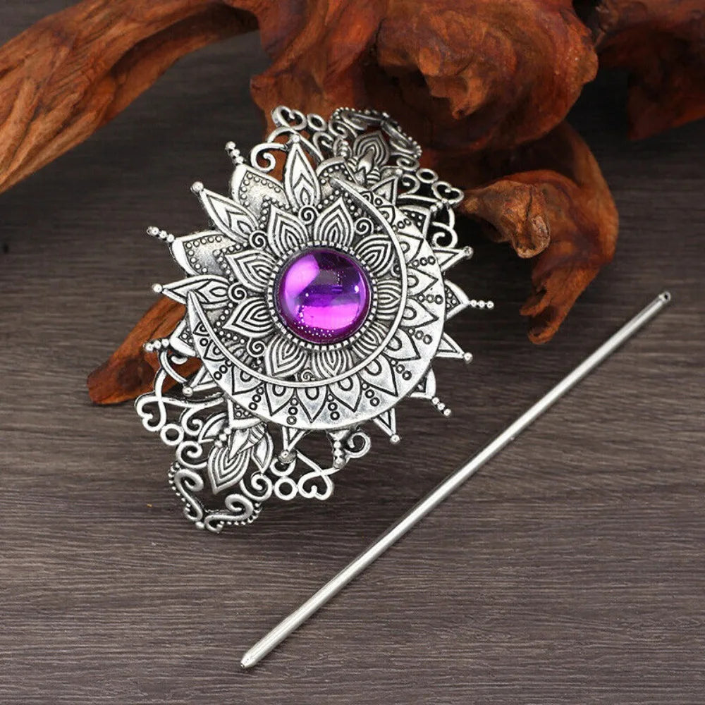 4PCS Triple Moon Celtic Knot Hair Clip Vintage Hollow Moon Hair Clip Barrette Jewelry for Women