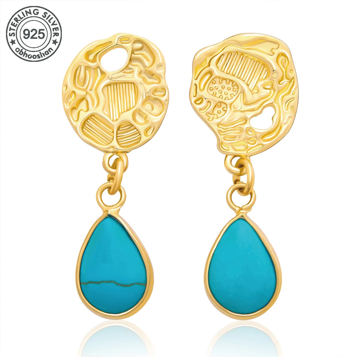 925 Silver, Teardrop Turquoise Earrings, Women's Earrings with Teardrop Turquoise, For Girls, Fashion, Luxury, Daily Wear, Datin