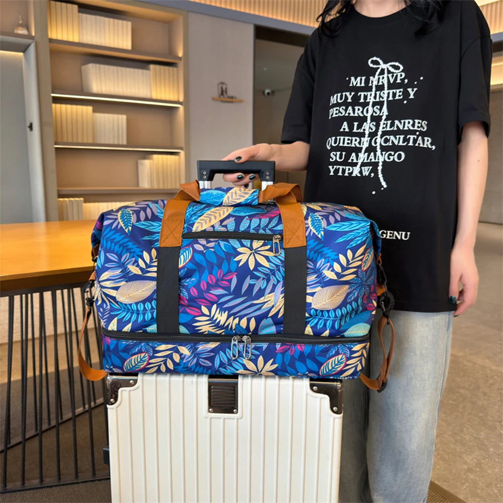 Women Weekender Duffel Bag Oxford Cloth Fitness Storage Handbag Large Capacity Everyday Overnight Bag Female Yoga Handbag