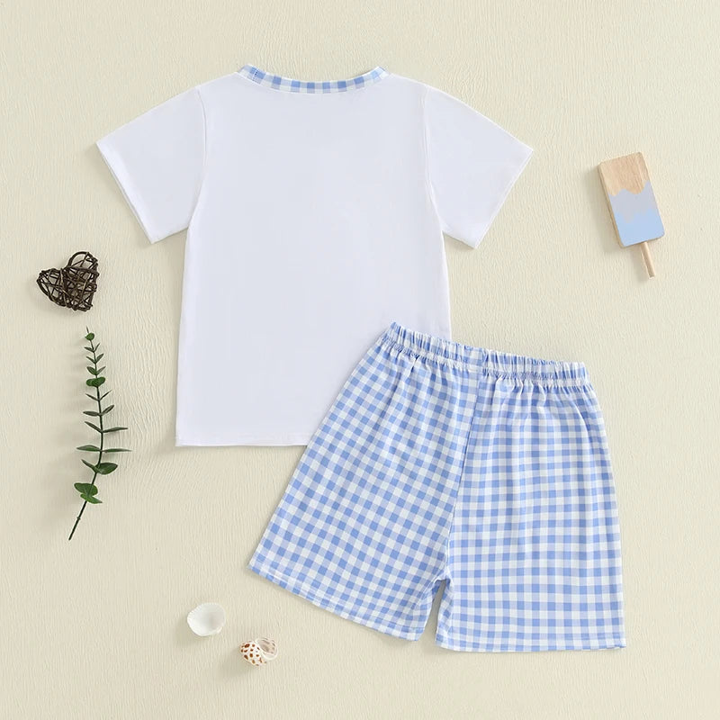 Adorable Infant Boy Nautical Theme Outfit with Anchor Applique Tee and Striped Shorts Set for Summer Fun