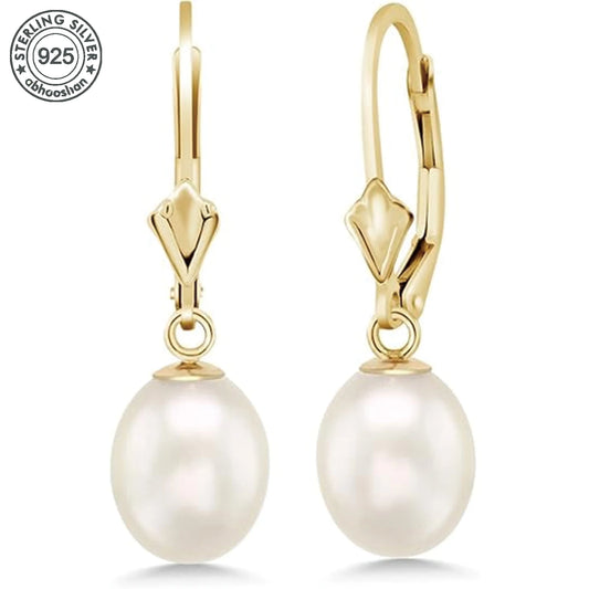 925 Silver, Freshwater Pearl Earrings, Women's Earrings for Girls, Fashion, Luxury, Daily Wear, Dating, Celebration, Gift for Mo