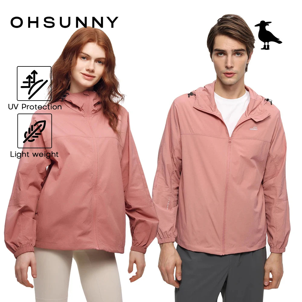 OhSunny Unisex Hiking Jackets,UPF50+ Quick-Dry Cooling Windbreaker for Women Men,Summer Outdoor Lightweight Packable Sun Jacket
