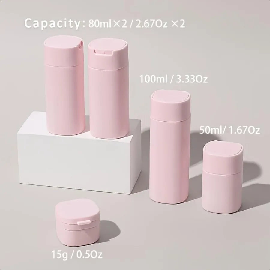 5pcs Travel Cream Dispenser Bottles Set Travel Bottles Toiletry Containers Set TSA Approved Travel Essentials