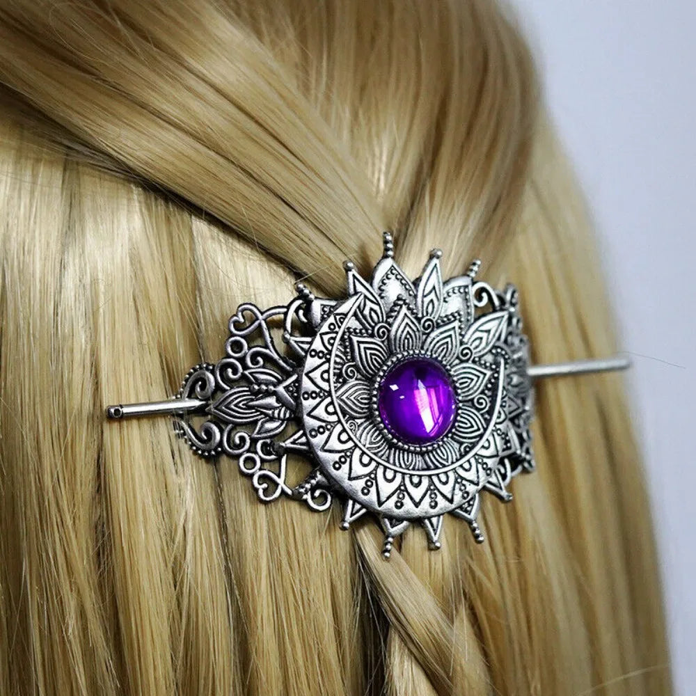 4PCS Triple Moon Celtic Knot Hair Clip Vintage Hollow Moon Hair Clip Barrette Jewelry for Women