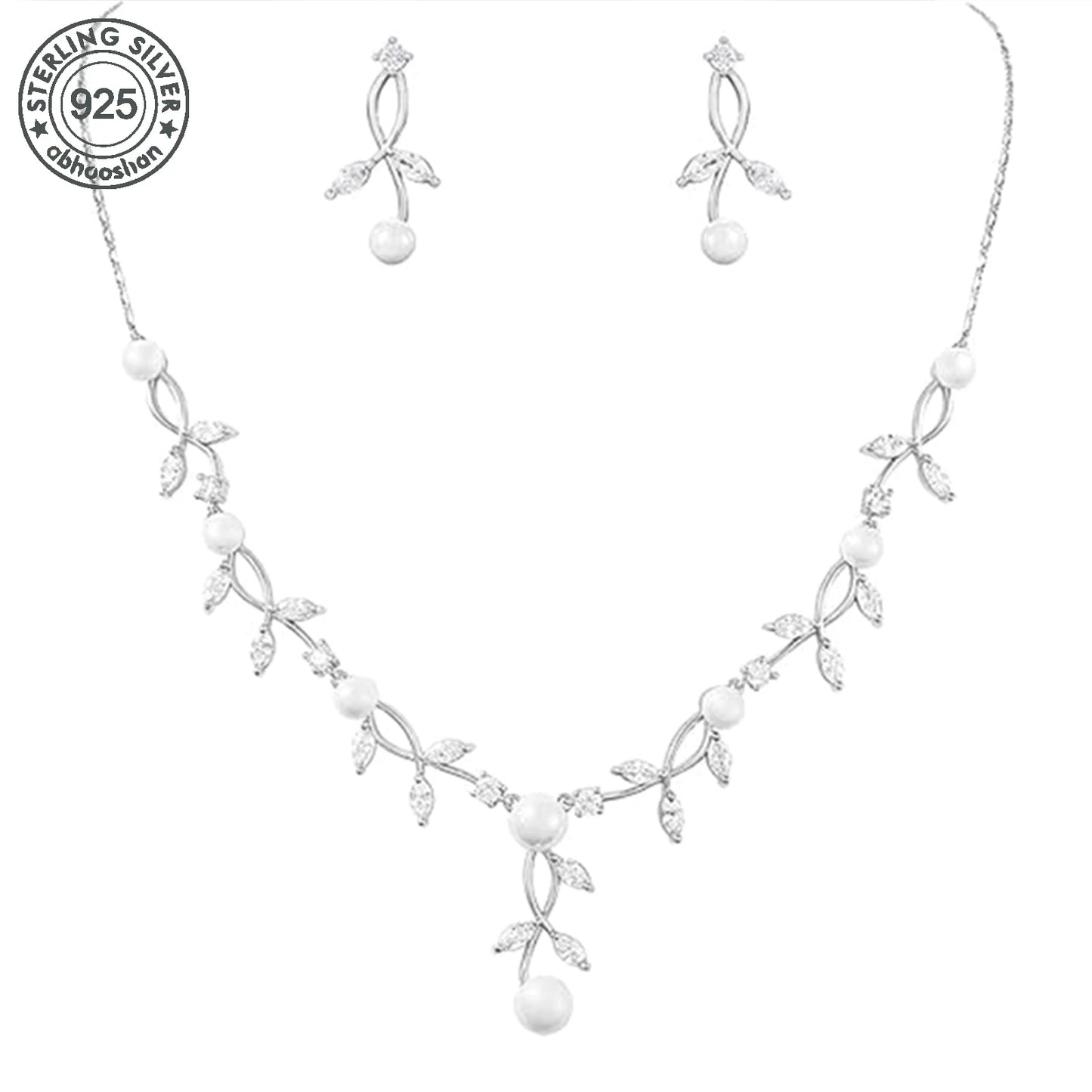 925 Silver, Crystal Pearl Flower Set, perfect for birthday gift, anniversary gift or milestone gift for all occasions, comes wit