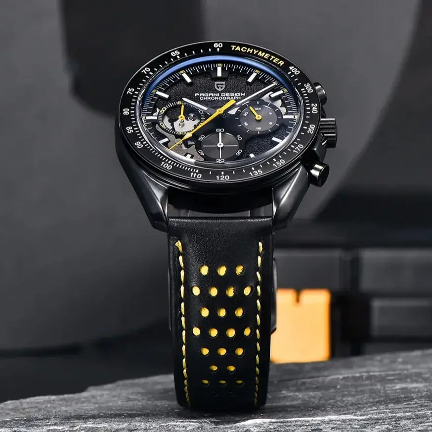 PAGANI DESIGN 2024 New Moon Dark Men's Watches Luxury Quartz Watch Men Skeleton Sport Chronograph AR Sapphire glass Wrist Watch