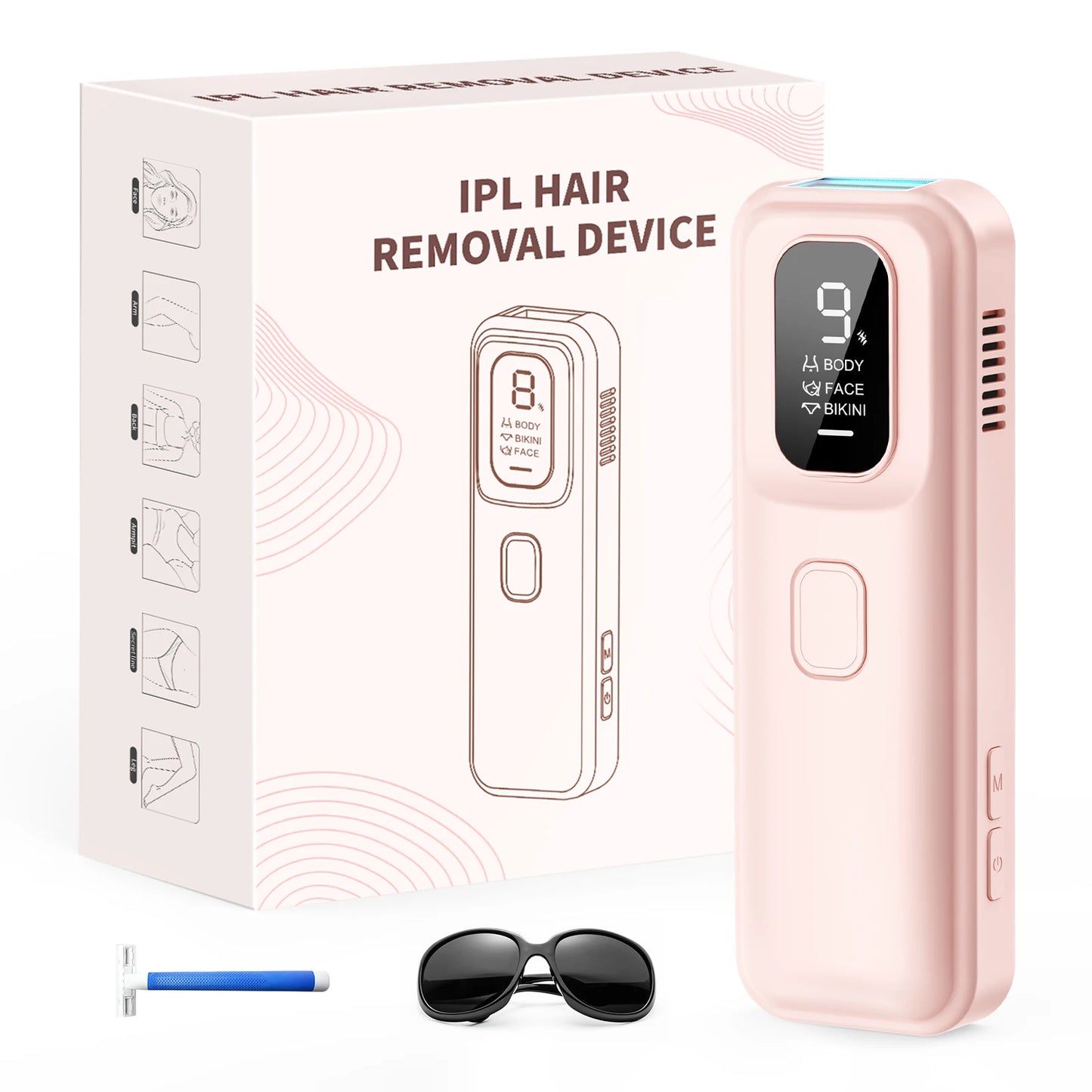 999900 Flash IPL Permanent Laser Hair Removal, Pulses Depilador, Bikini Trimmer, Electric Laser Photoepilator for Women