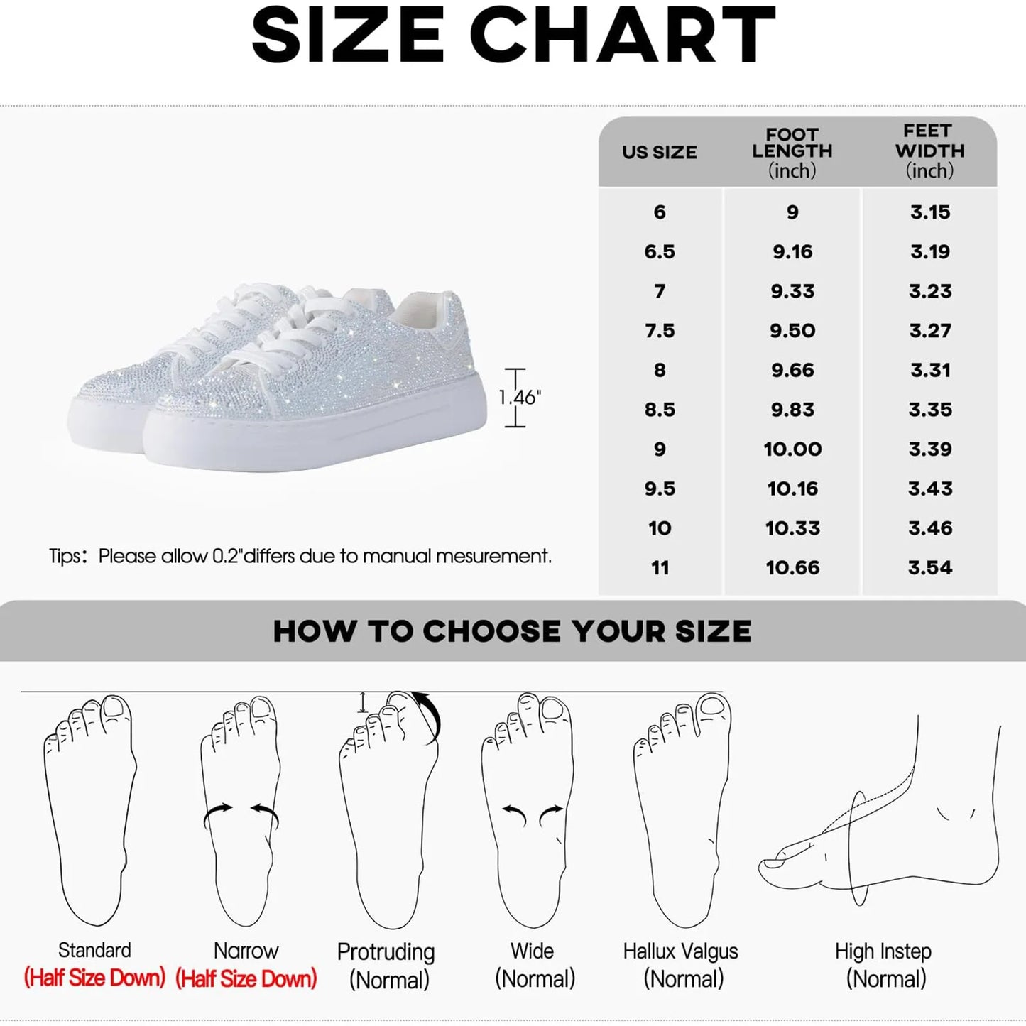 Sparkle Rhinestone Sneakers for Women Bling Sneakers Rhinestone Sneakers White Shoe Glitter Fashion Bedazzled Platform Tennis Sh