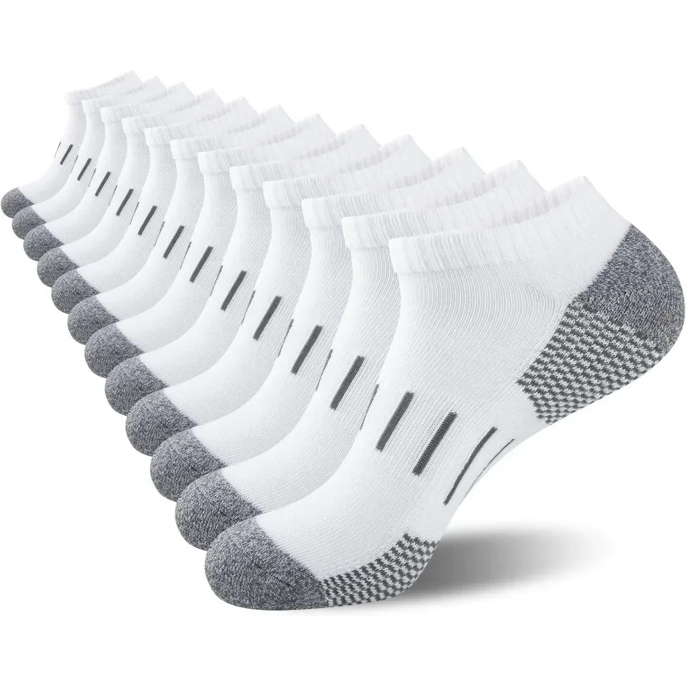 Mens Athletic Ankle Socks Moisture Wicking Cushion Running Low Cut Sock 6 Pack