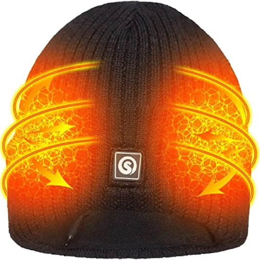 SNOW DEER-Rechargeable Heated Hat for Men Women, Cycling Caps, Electric Motorcycle Heating Cap, Snowboarding Accessories, Winter