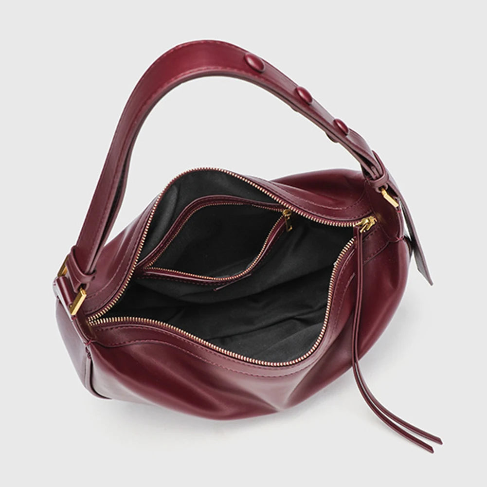 Women PU Shoulder Bag Vegan Leather Shoulder Purse Large Capacity Fashion Underarm Bag Stylish Dumpling Tote Outdoor Travel Bag