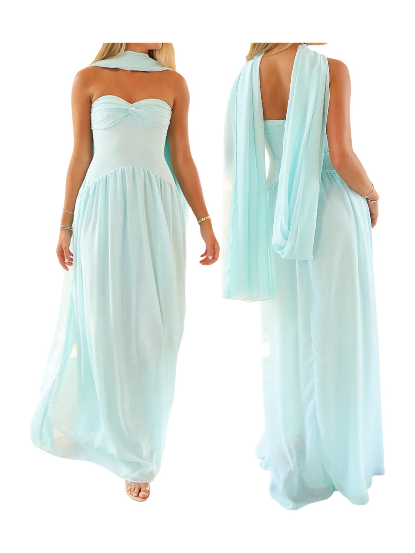 Elegant Maxi Dress with Off-Shoulder Design and Matching Belt for Women s Summer Fashion Statement