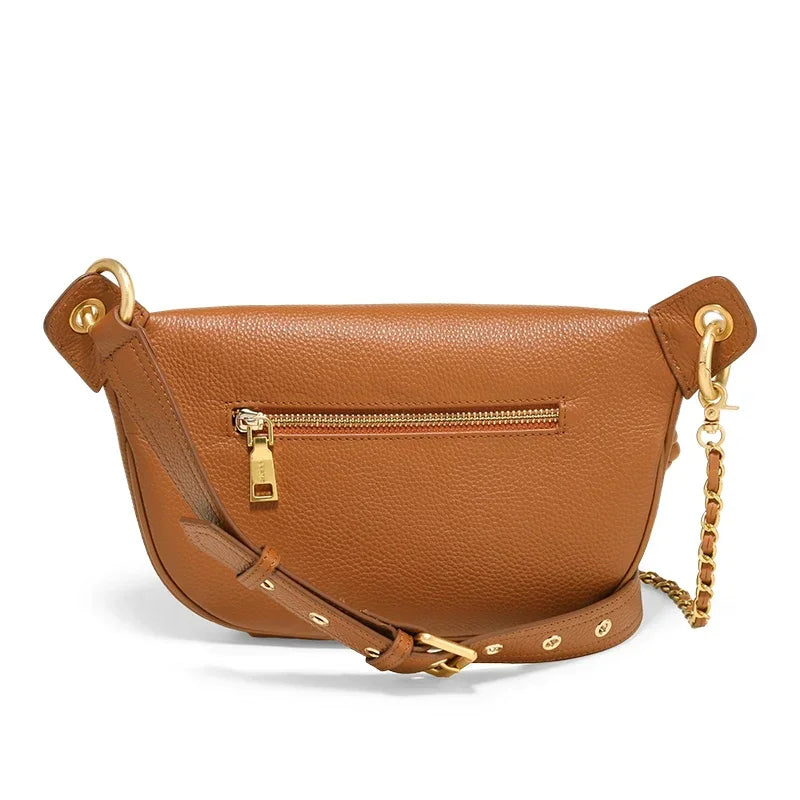 ITAMOOD Women Waist Bag for Phone Storage Fashion Luxury Designer Leather Crossbody Holiday Bag For Sports With Chain Strap