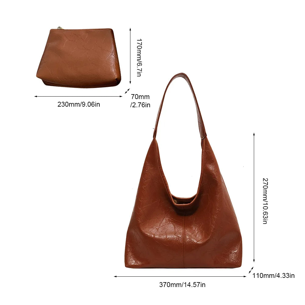Women Soft Underarm Bag Fashion Hobo Bag and Clutch Versatile 2pcs Shoulder Bag and Handbag Set Satchel Hobo Bag Commuting Bag