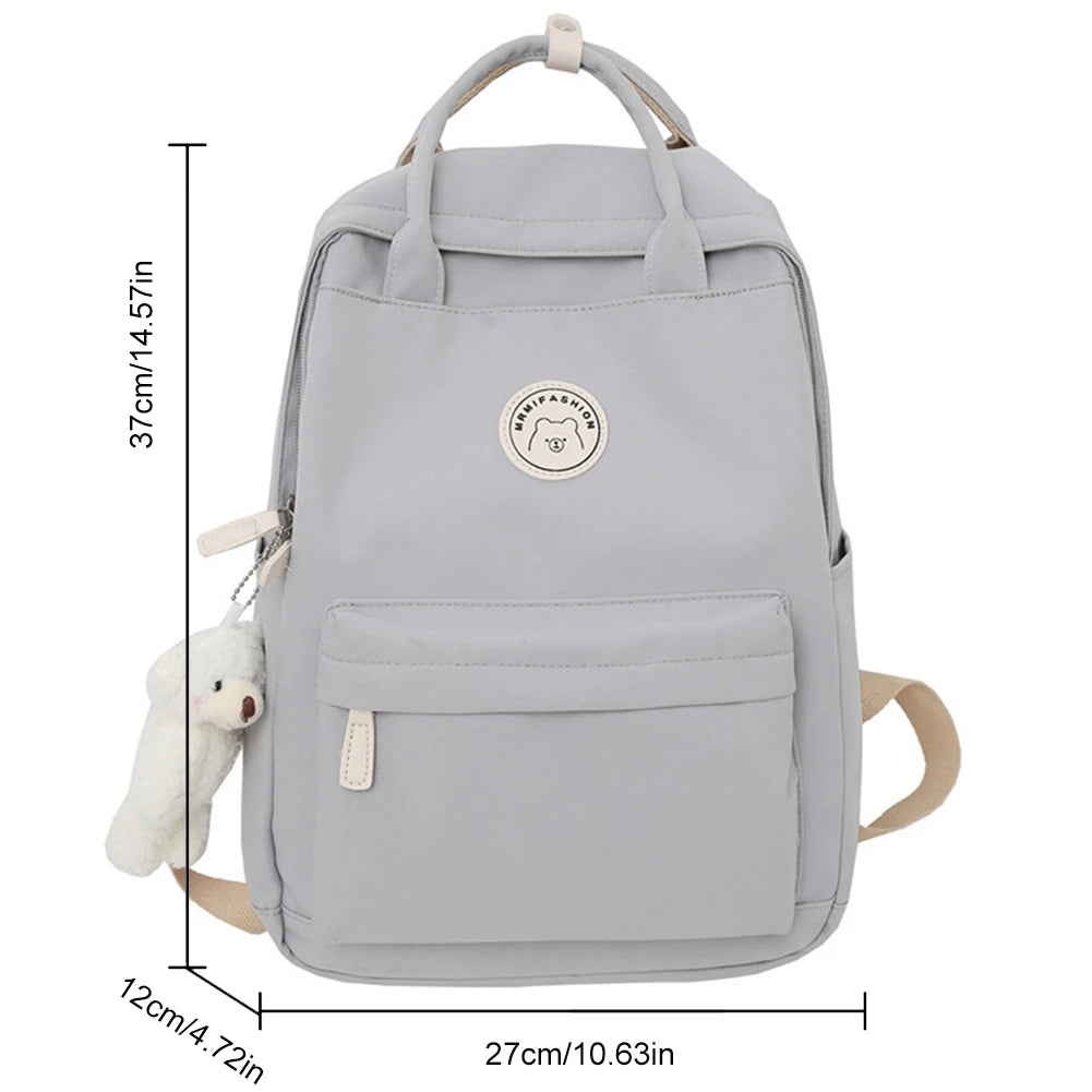 Stylish Teens School Backpack Large Capacity with Plush Pendant for Travel Camping Sports and Work