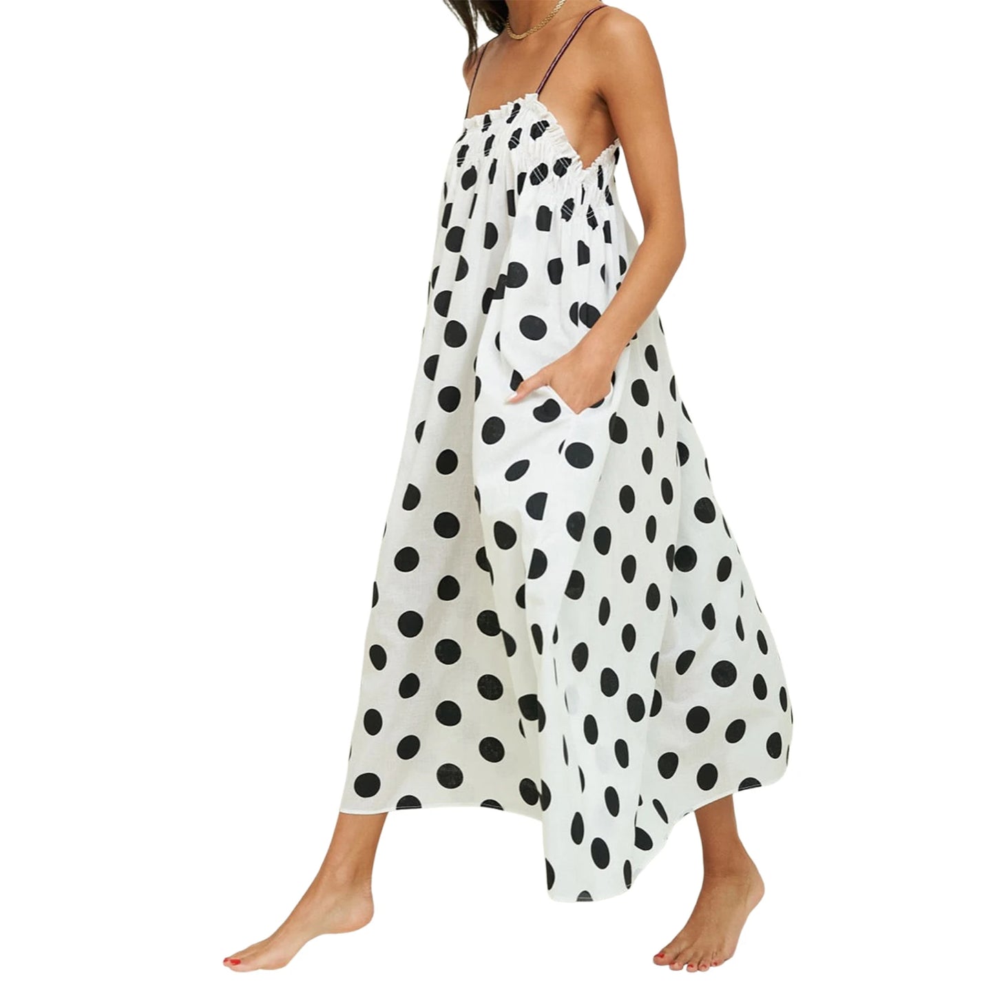 Elegant Floral Print V-Neck Maxi Dress with Adjustable Spaghetti Straps and Ruffled Hem for Summer Fashionistas