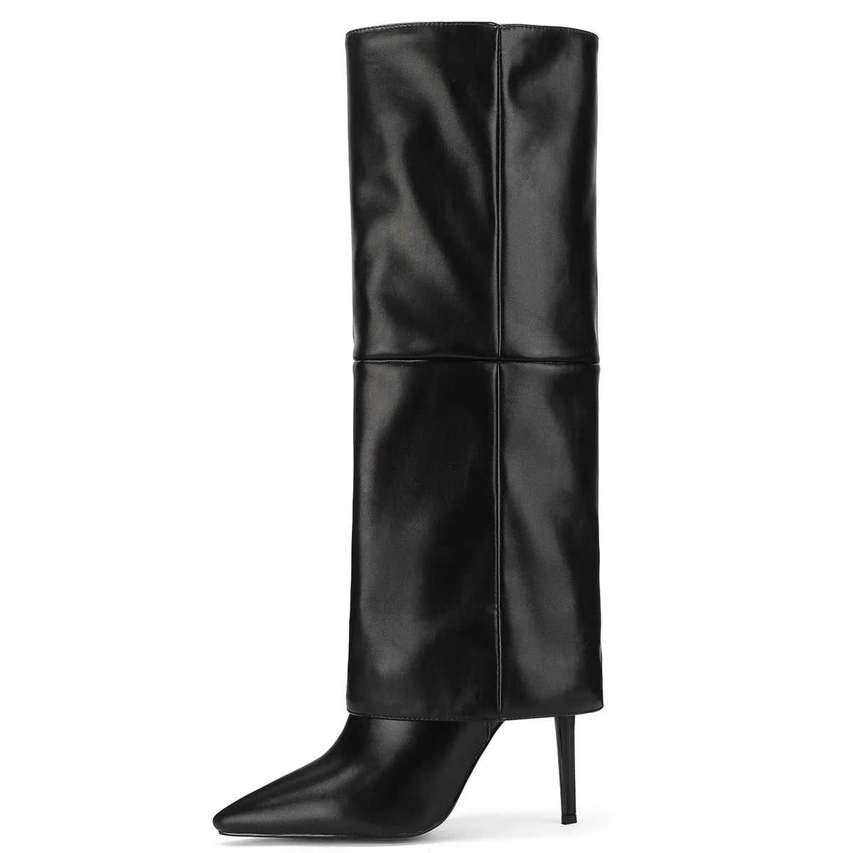 Women's Fold Over Boots Knee High Boots for Women Pointed Toe Stiletto Heel Long Boots Sexy Tall Boots Slip On Fall Winter boots