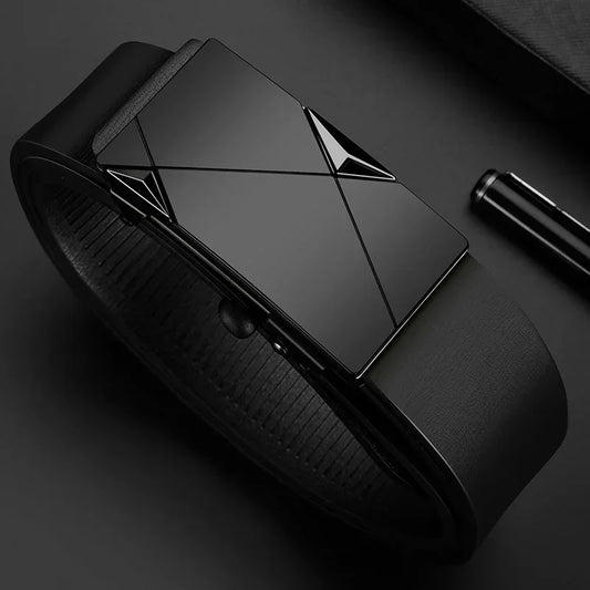 Men's Business Belt Alloy Automatic Buckle Belt Fashion Belt Luxury Jeans Belt PU Leather High-Quality Straps