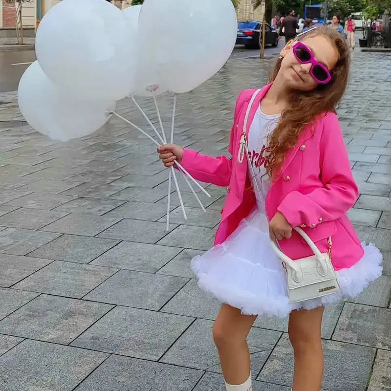 Kids Girls Buttons Double Breasted Blazer Pink Jacket Autumn Winter Clothes Toddler Children's Teenage Casual Coat Blazers 1-10Y